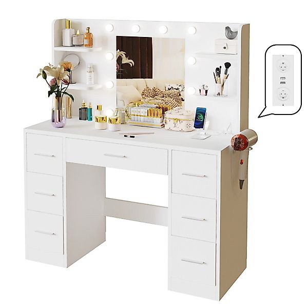 GUNJI Schminktisch 110*40*137CM Frisiertisch mit 2 günstig online kaufen