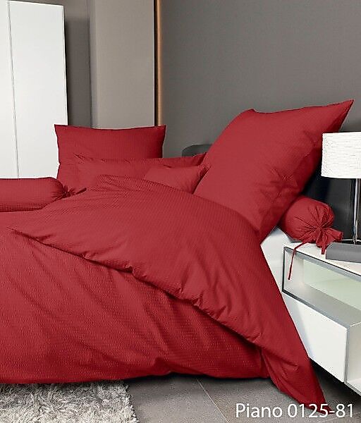 Janine Janine Mako-Soft-Seersucker Bettwäsche PIANO 0125 burgund Größe:  15 günstig online kaufen