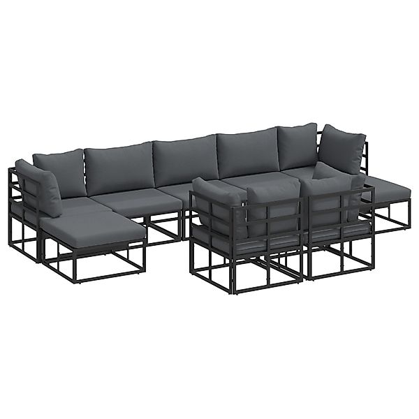 vidaXL Garten-Sofa-Set mit Kissen 9-Tlg Schwarz Aluminium 3378912 günstig online kaufen