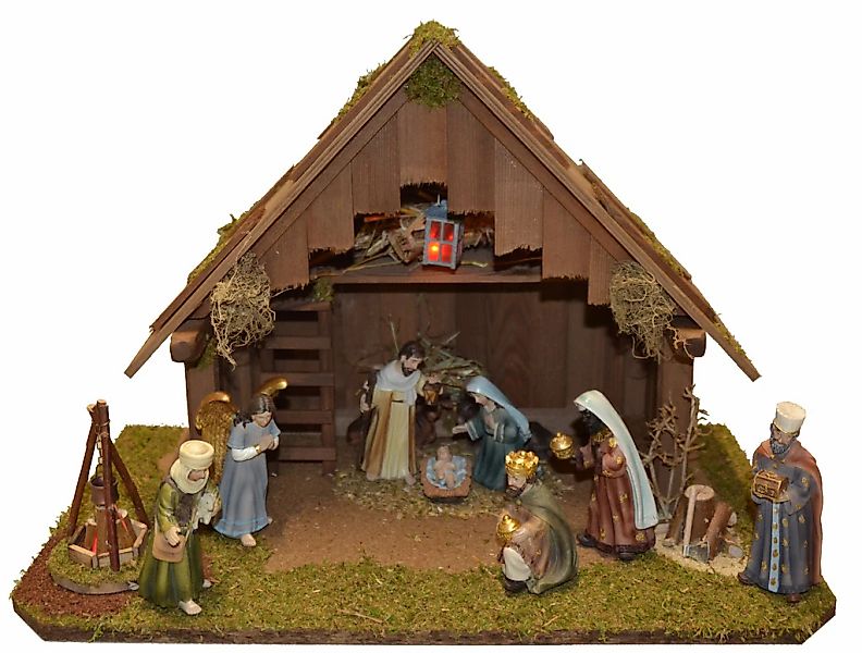Alfred Kolbe Krippe "Krippenstall ohne Trafo" mit Laterne, Lagerfeuer, Hack günstig online kaufen