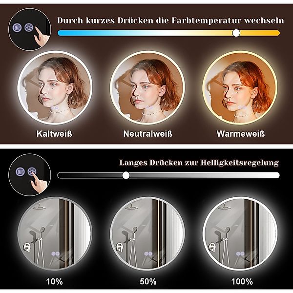 Nettlife Badspiegel spiegel mit Beleuchtung Rund günstig online kaufen