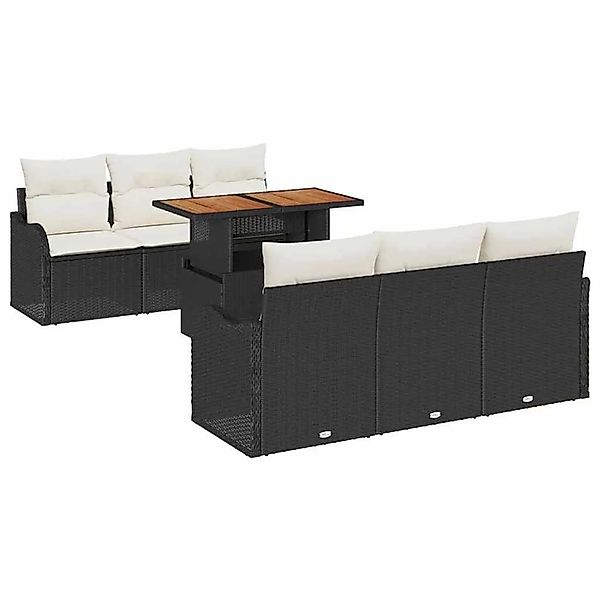vidaXL Gartensofa-Set mit Kissen 7 Stk Schwarz und Creme Poly-Rattan 334940 günstig online kaufen