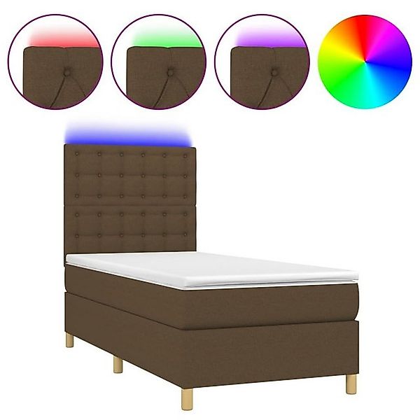 vidaXL Boxspringbett Boxspringbett mit Matratze LED Dunkelbraun 90x200 cm S günstig online kaufen