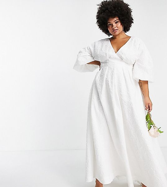 ASOS EDITION Curve – Winnie – Brautkleid mit plissierter Taille und Blumens günstig online kaufen