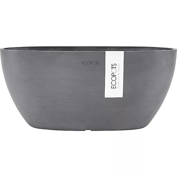 Ecopots Pflanzschale Sofia 30 cm x 13 cm Oval Grau günstig online kaufen