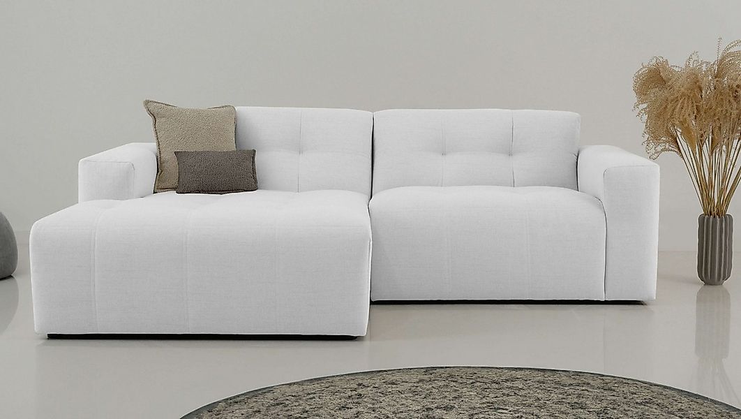 OTTO home Ecksofa "Tapley" Breite 221 cm,Boucle, Struktur fein, mit Knopfst günstig online kaufen