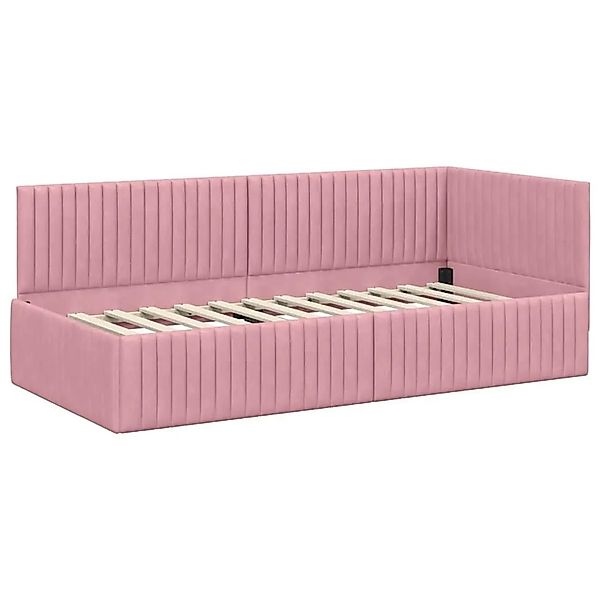 vidaXL Eckbettgestell mit Kopfteil Rosa 90 x 200 cm Stoff 42016269 günstig online kaufen