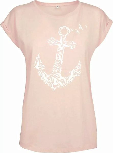 Baddery Print-Shirt Damen T-Shirt: Anker (Loose Fit)- Segeln Meer See Kapit günstig online kaufen