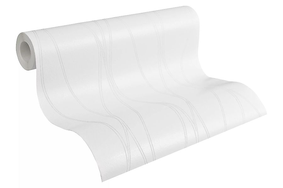 Bricoflor Weiße Vliestapete mit Muster Geschwungene Linien Tapete überstrei günstig online kaufen