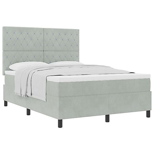 vidaXL Bett Boxspringbett mit Matratze Hellgrau 140x190 cm Samt (1-tlg) günstig online kaufen