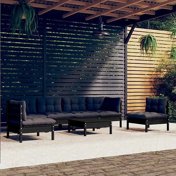 7-tlg. Garten-lounge-set Mit Kissen Kiefer Massivholz günstig online kaufen