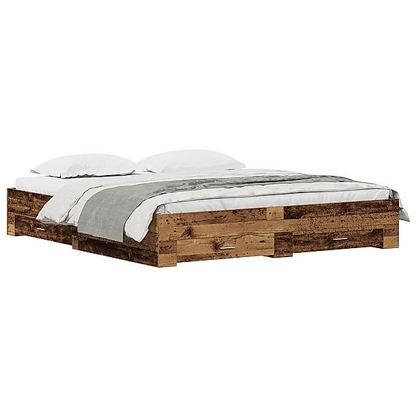 vidaXL Bett Bett mit Schubladen Altholz 180x200 cm Holzwerkstoff (1-tlg) günstig online kaufen
