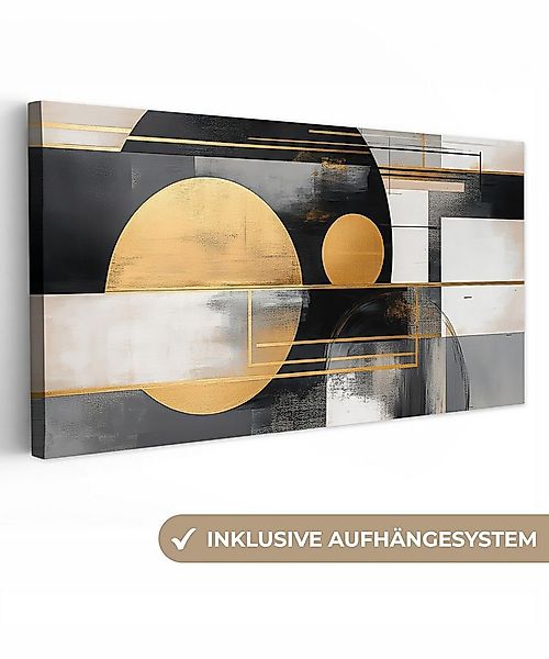 OneMillionCanvasses® Leinwandbild Panorama Abstrakt - Gold - Silber - Forme günstig online kaufen