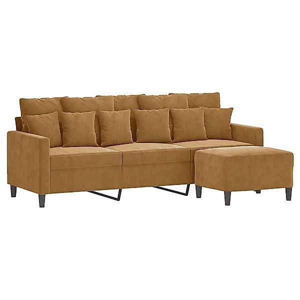vidaXL 3-Sitzer-Sofa mit Hocker Braun 180 cm Samt 3201114 günstig online kaufen