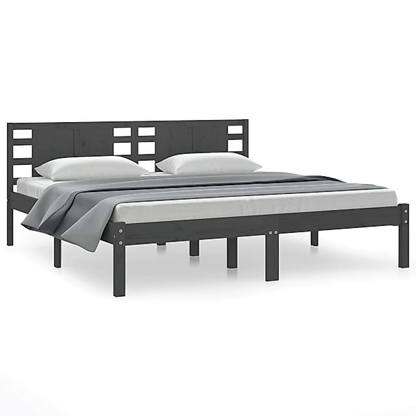 vidaXL Massivholzbett Grau Kiefer 200x200 cm1156731 günstig online kaufen