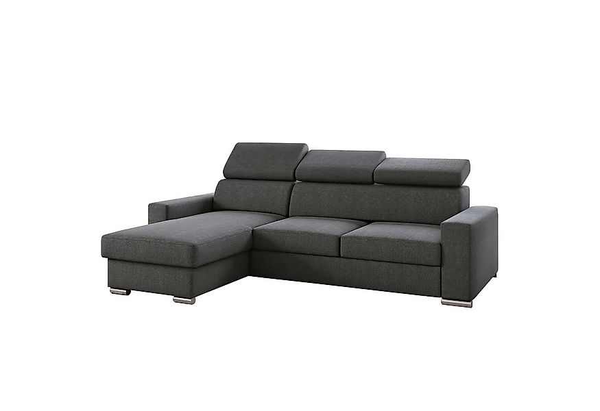 M-Punkt24 Ecksofa Ecksofa Bari Webstoff Grau oder Schwarz mit Bett und Bett günstig online kaufen
