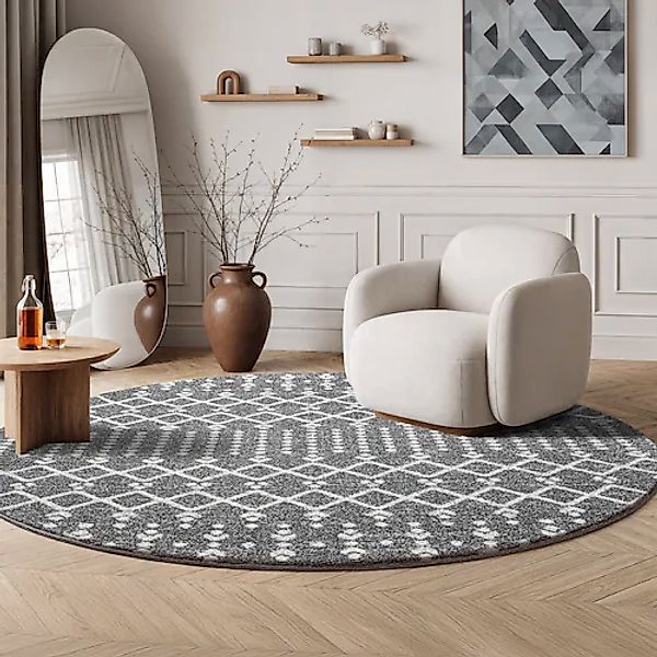 Sanat Teppich »Boho 8203« rund 10 mm Höhe Kurzflor, robust, Boho, Scandic, günstig online kaufen