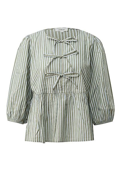 s.Oliver Kurzarmbluse Bluse Gestreifte Bluse mit Schleifendetails günstig online kaufen