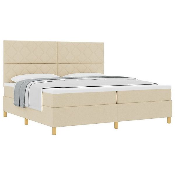 vidaXL Bett Boxspringbett mit Matratze Creme 200x200 cm Stoff (1-tlg) günstig online kaufen