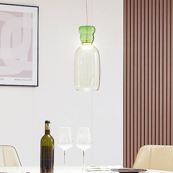 Lucande LED-Hängelampe Fay, gelb/hellgrün, Glas, Ø 15 cm günstig online kaufen