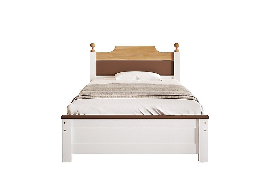 Flieks Massivholzbett, Einzelbett Kiefernholzbett mit Kopfteil und Lattenro günstig online kaufen