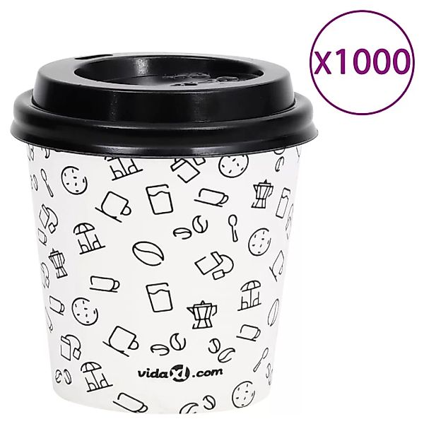Kaffee-pappbecher Mit Deckeln 1000 Stk. 120 Ml Weiß Und Schwarz günstig online kaufen