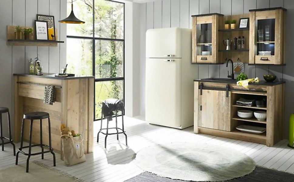 Furn.Design Küchenbuffet Stove (Küche in Used Wood und Anthrazit, Set 6-tei günstig online kaufen