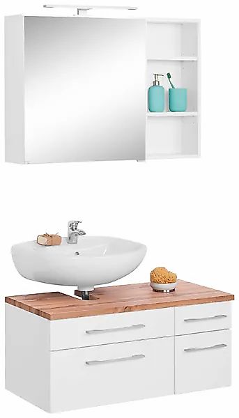 welltime Badmöbel-Set »Davos« 3 Stk. tlg. Spiegelschrank, Regal und Waschbe günstig online kaufen