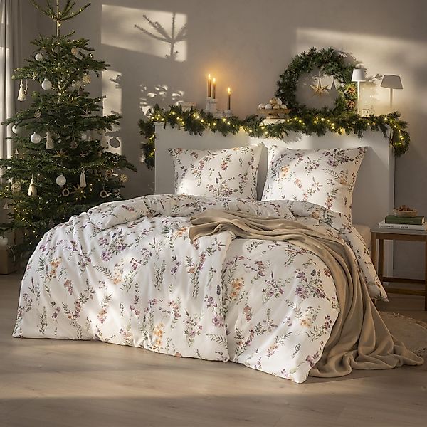 Estella Flanell Bettwäsche Millefleur 4471-985 Blume Rosa Lila 135x200 günstig online kaufen