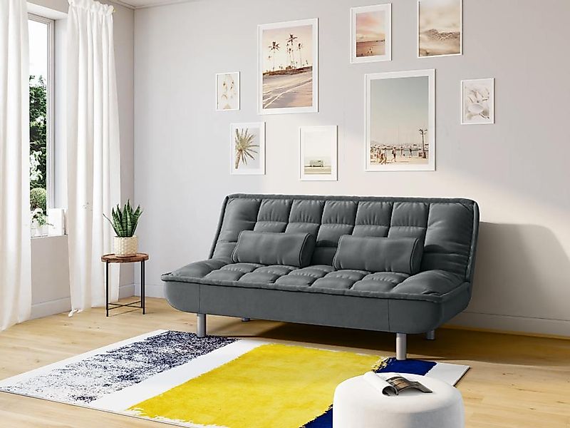 Schlafsofa Klappsofa - Stoff - Grau - MISHAN günstig online kaufen