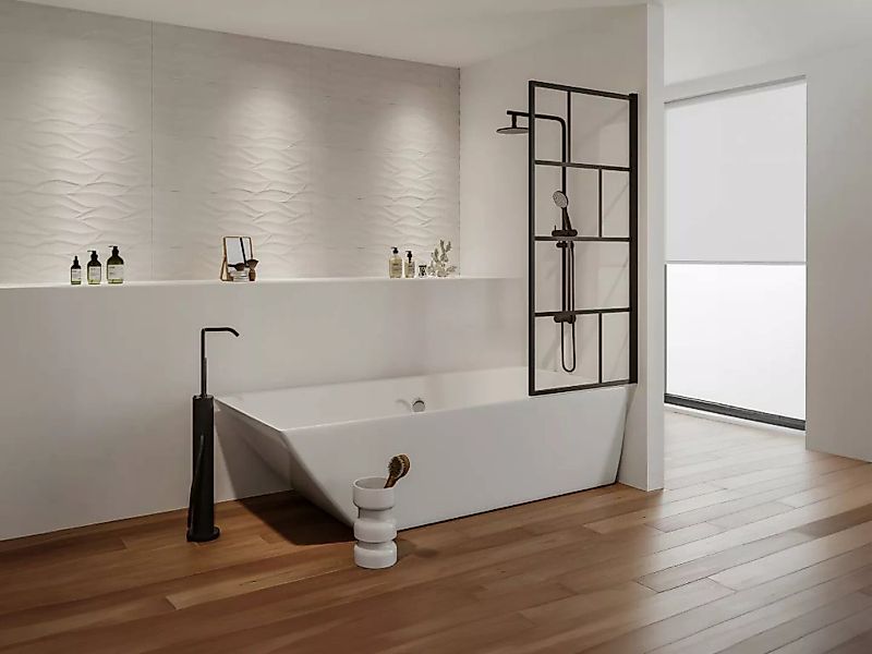 Schwenkbare Duschtrennwand für die Badewanne - 70 x 140 cm - Industrial Sty günstig online kaufen