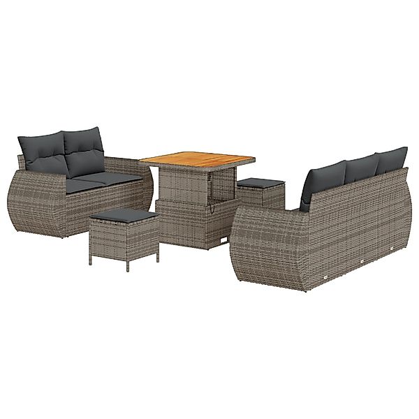 vidaXL Garten-Sofa-Set 8-Tlg Grau Poly Rattan 3361818 günstig online kaufen