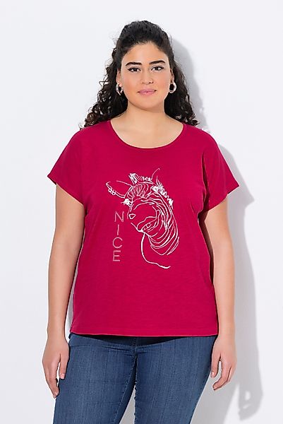 Ulla Popken T-Shirt T-Shirt Metallic-Tiermotiv Oversized günstig online kaufen