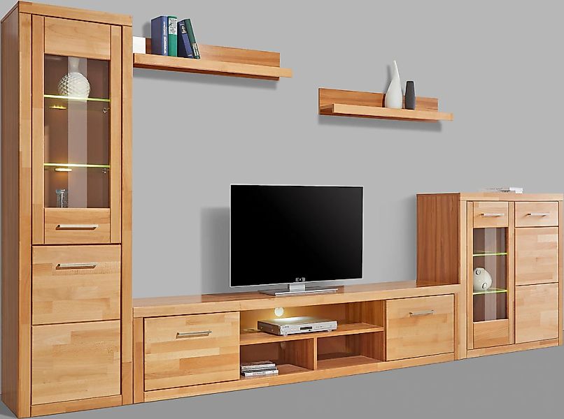 Home affaire Wohnwand "Logo,Fronten Massivholz,Korpus Holzwekstoff,Böden ve günstig online kaufen