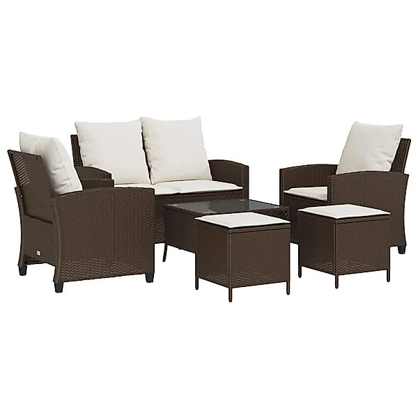 vidaXL 6-Tlg Garten-Sofagarnitur mit Kissen Braun Poly Rattan 3324578 günstig online kaufen