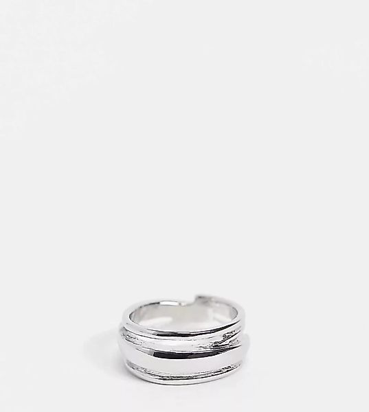 ASOS DESIGN Curve – Silberfarbener Ring mit grobem Rippendesign günstig online kaufen