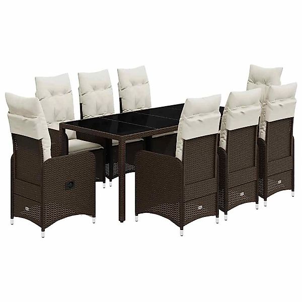 vidaXL 9-Tlg Garten-Bistro-Set mit Kissen Braun Poly Rattan 3277071 günstig online kaufen