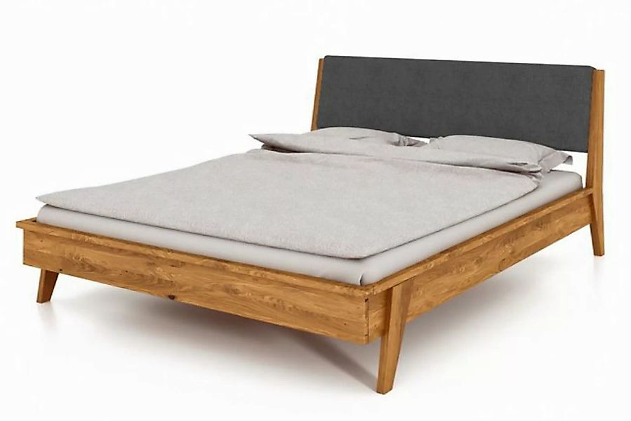 byoak Bett RETRO 120 x 210 aus Massivholz, mit Polsterkopfteil, Naturgeölt günstig online kaufen