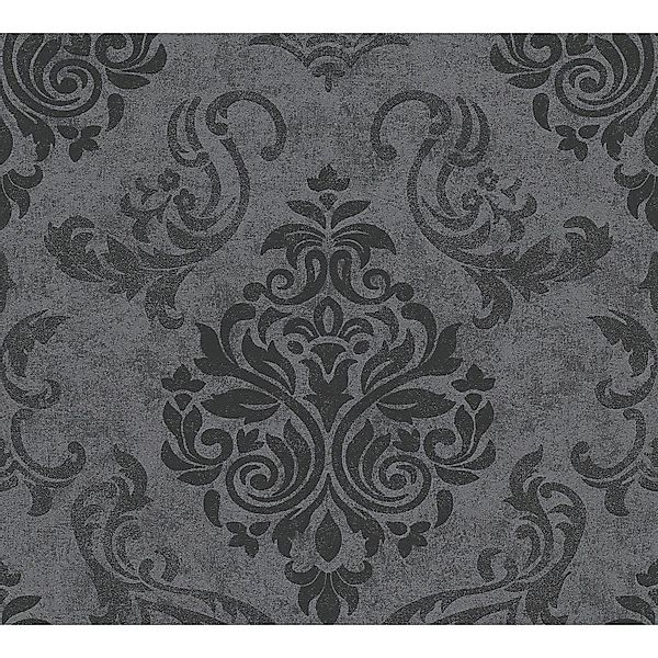 PROFHOME 953723-GU Barock Tapete Metallic Effekt Anthrazit graphit Grau 0,5 günstig online kaufen
