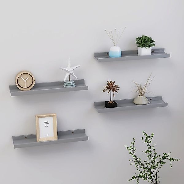 furnicato Wandregal Wandregale 4 Stk. Grau günstig online kaufen