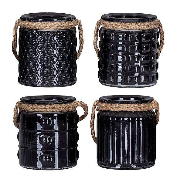 Levandeo® Teelichthalter, 4er Set Windlicht H10cm Glas Schwarz Teelichthalt günstig online kaufen