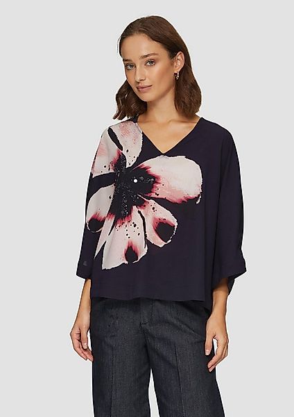 s.Oliver Kurzarmbluse Bluse Verkürzte Crêpe-Bluse im Loose Fit mit Paillett günstig online kaufen