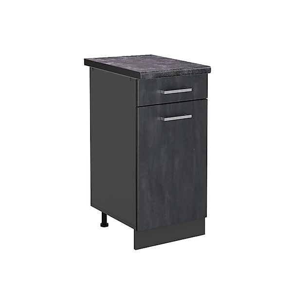 Vicco Küchenunterschrank R-Line Schwarz Beton/Anthrazit 40 cm AP Anthrazit günstig online kaufen