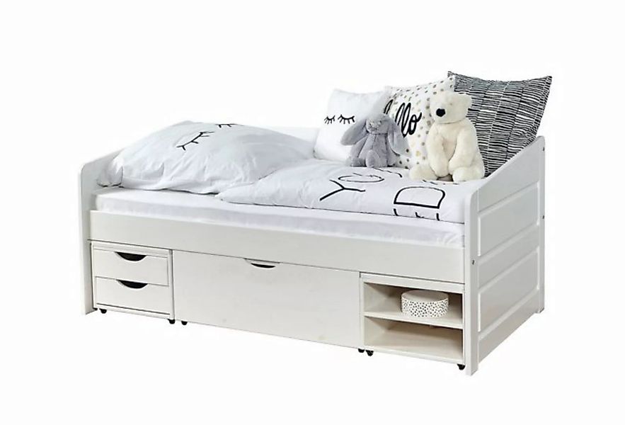 Ticaa Funktionsbett Sofabett MINI Micki 80x160 Buche Weiß Komplett Set (Set günstig online kaufen