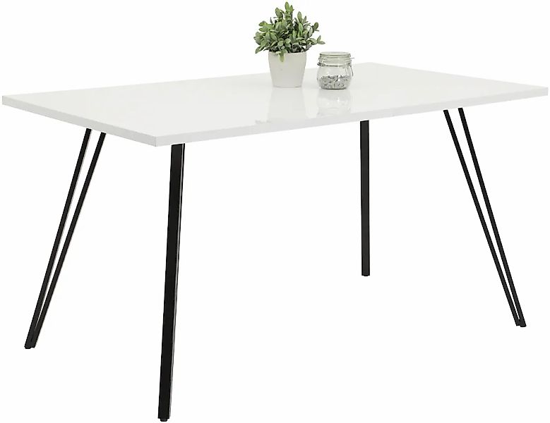 HELA Esstisch "JENN" 1 Stk. tlg. Hochglanz Weiß lackiert; Tischplatte fest; günstig online kaufen