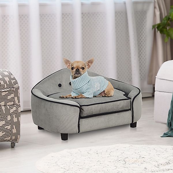 PawHut Hundesofa Gemütliches Hundebett aus Naturholz & Plüsch für kleine Hu günstig online kaufen