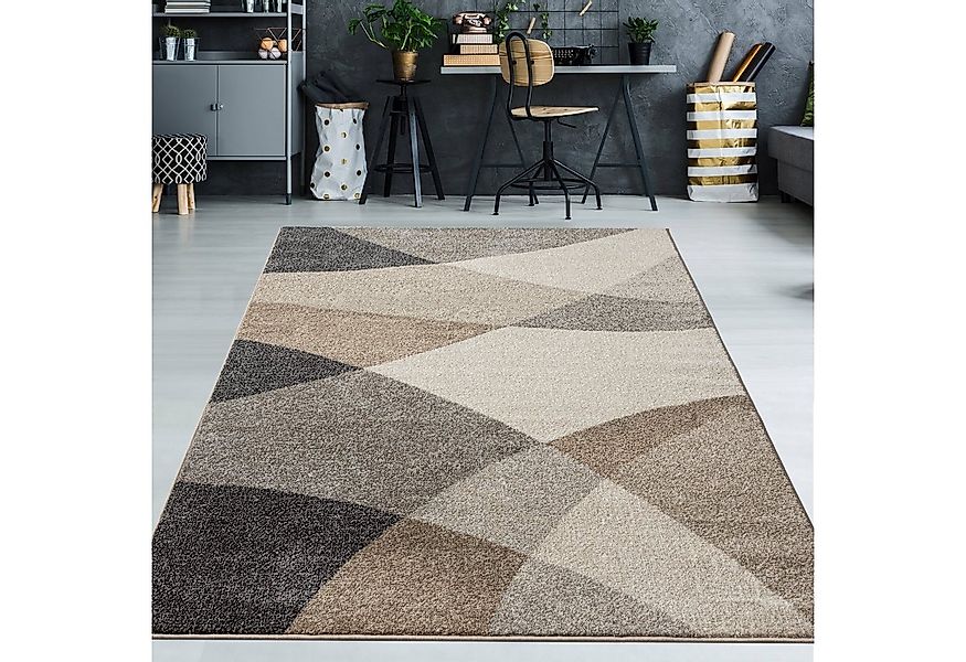 TeppichHome24 Teppich Moderner Teppich mit geometrischen Muster grau beige, günstig online kaufen