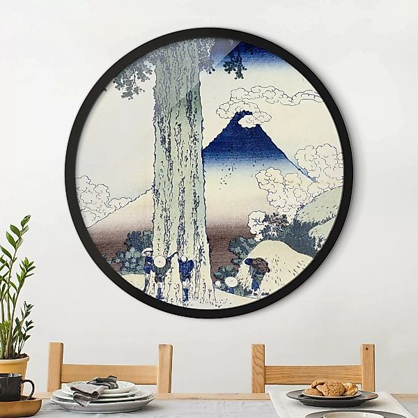 Rundes Gerahmtes Bild Katsushika Hokusai - Mishima Pass in der Provinz Kai günstig online kaufen