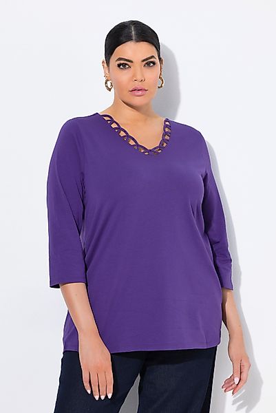 Ulla Popken T-Shirt Shirt verzierter V-Ausschnitt günstig online kaufen