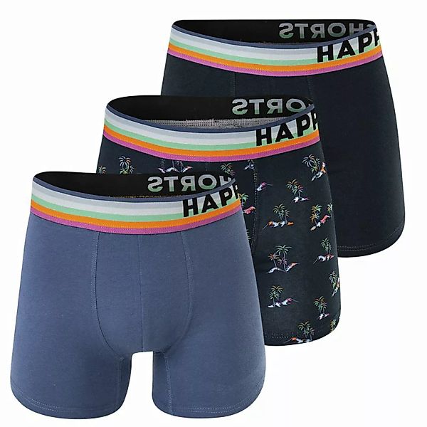 Happy Shorts Herren Boxer Shorts, 3er Pack - Retro Jersey, Logobund Islands günstig online kaufen
